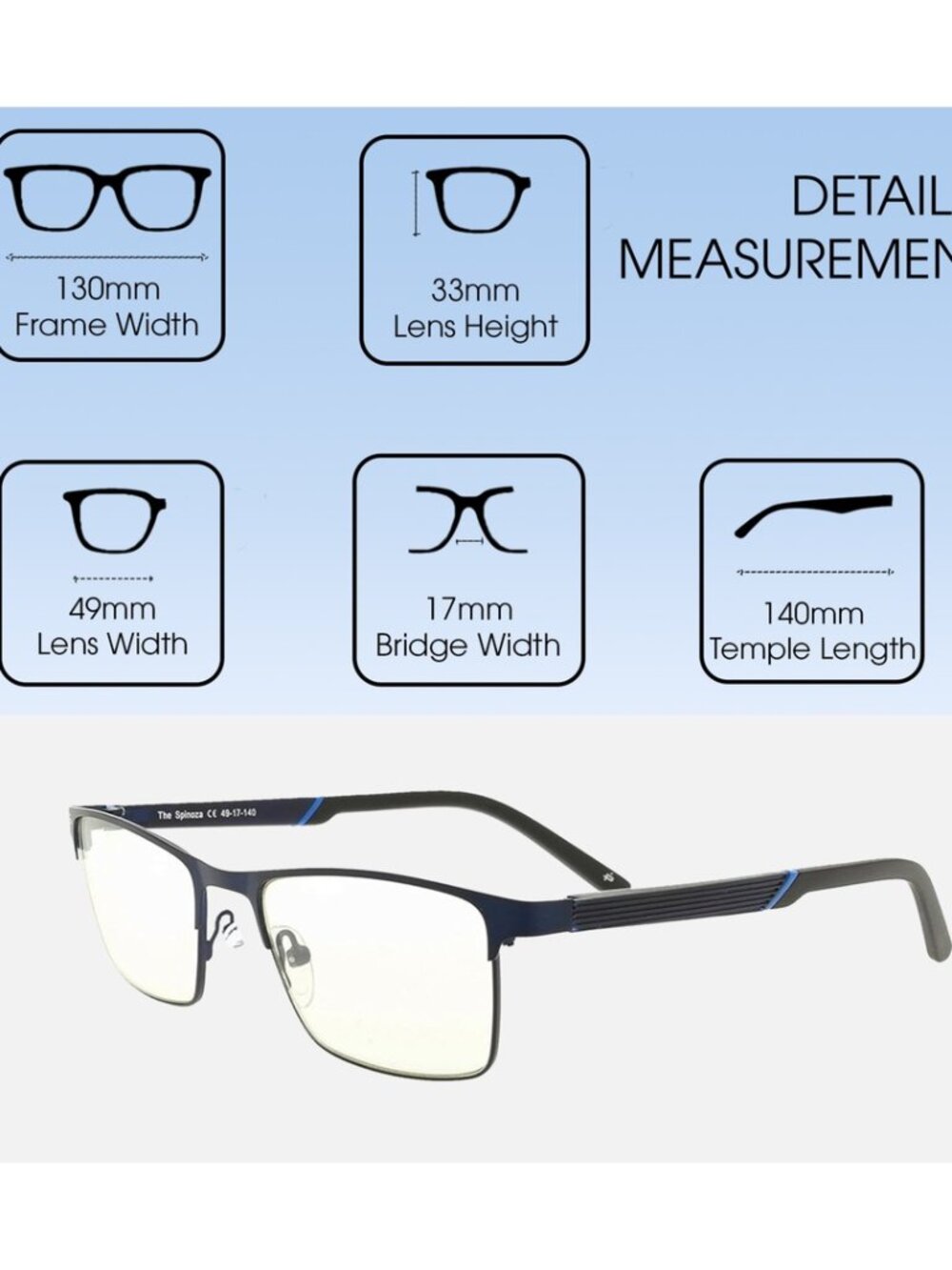Prive Revaux Spinoza Rectangular Designer Reading Glasses in Midnight Blue 49 mm - Picture 3 of 6